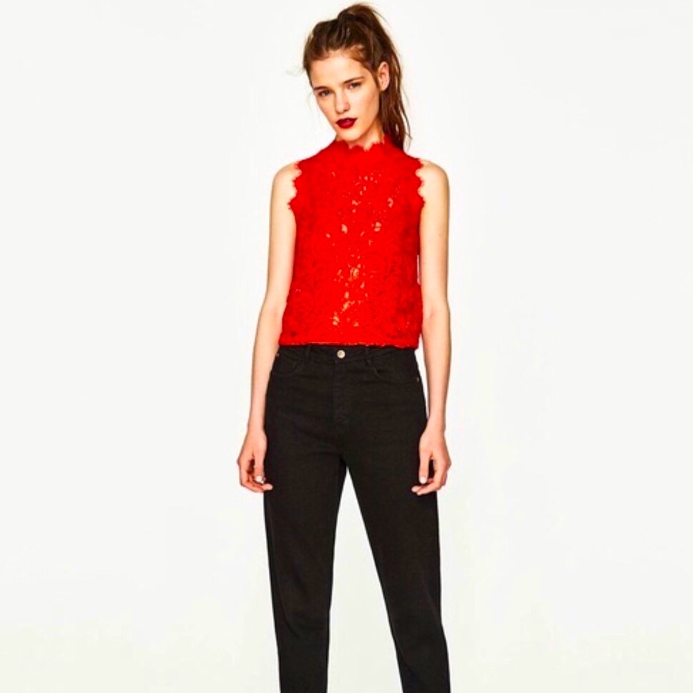 Zara Trafaluc Top Embroidered lace Size S